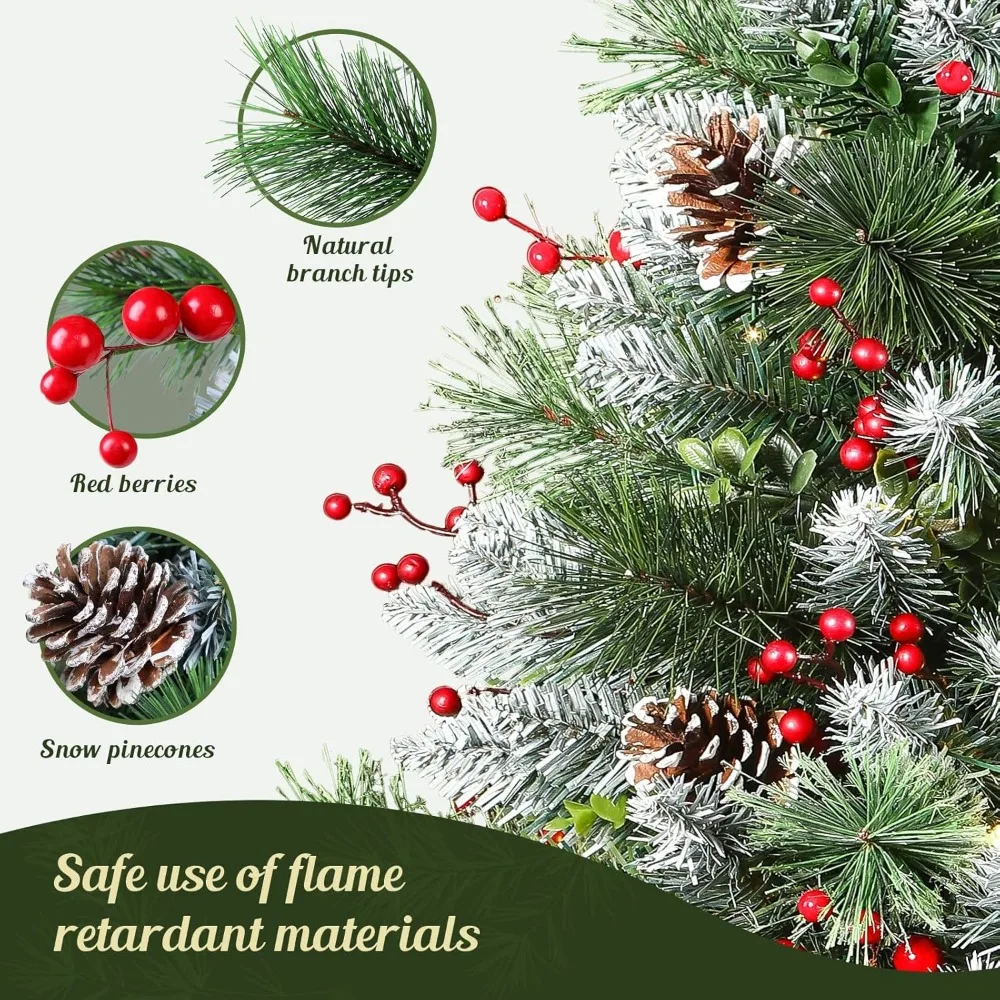 Battery-Powered Multi-Color Pre-lit Outdoor Christmas Trees, 24.5 Inch Frosted, Remote and Timer Included, Ideal for Holiday Dec