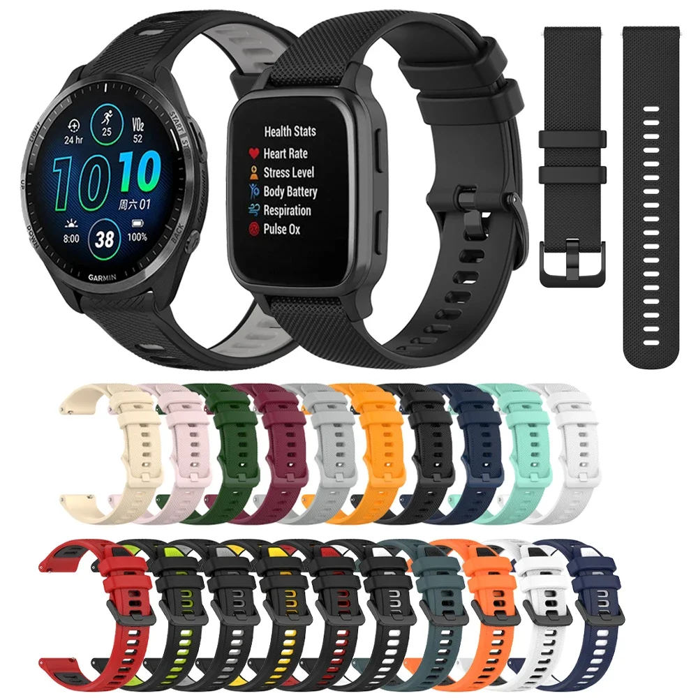 20mm 22mm Official Watch Strap For Garmin Venu SQ Venu 3 2 Plus Smartwatch Band Silicone Straps For Garmin Forerunner 265 255 M