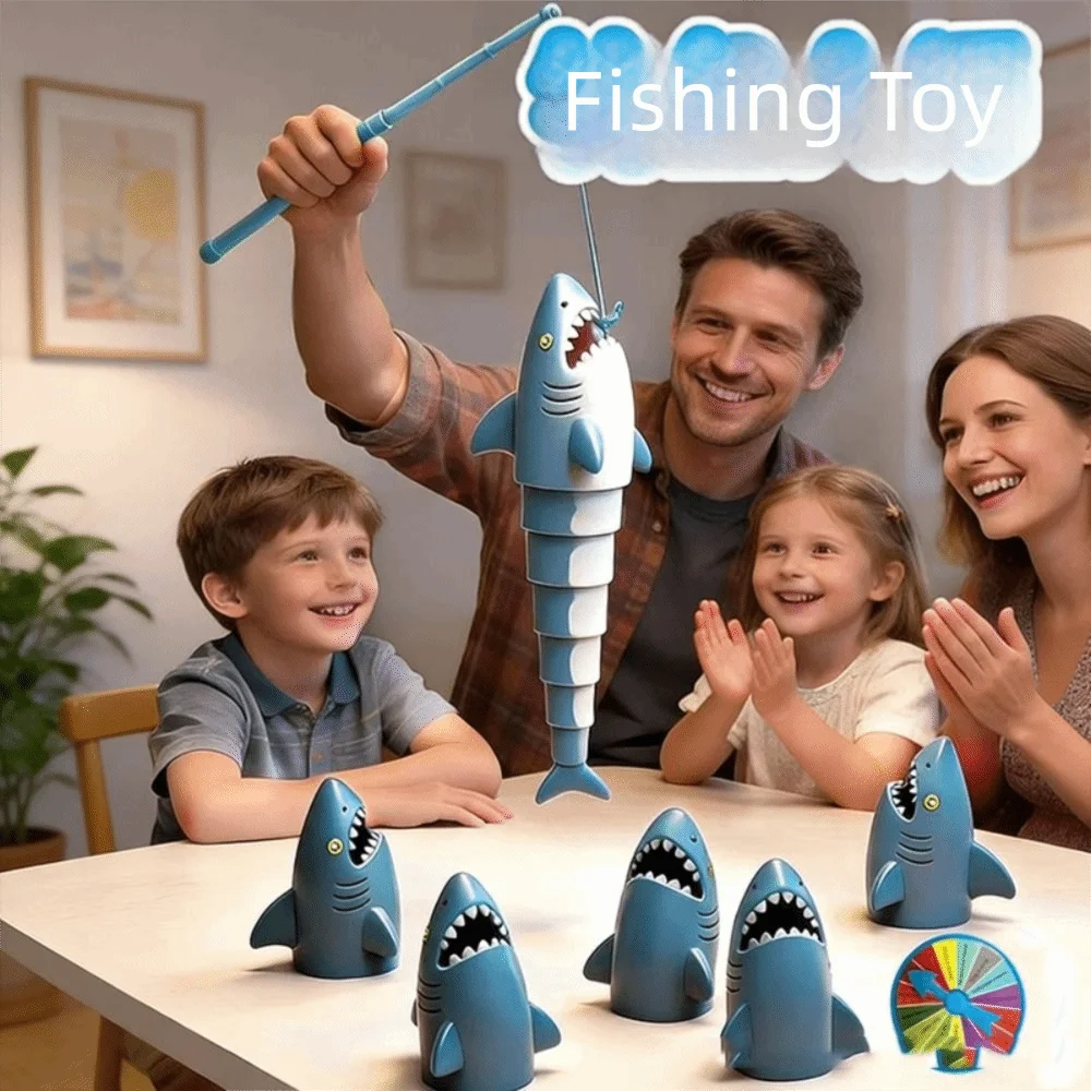 Set di Giochi di Pesca Magnetici per Bambini, Canna da Pesca Elettrica Educativa con Squali, Giocattolo Divertente