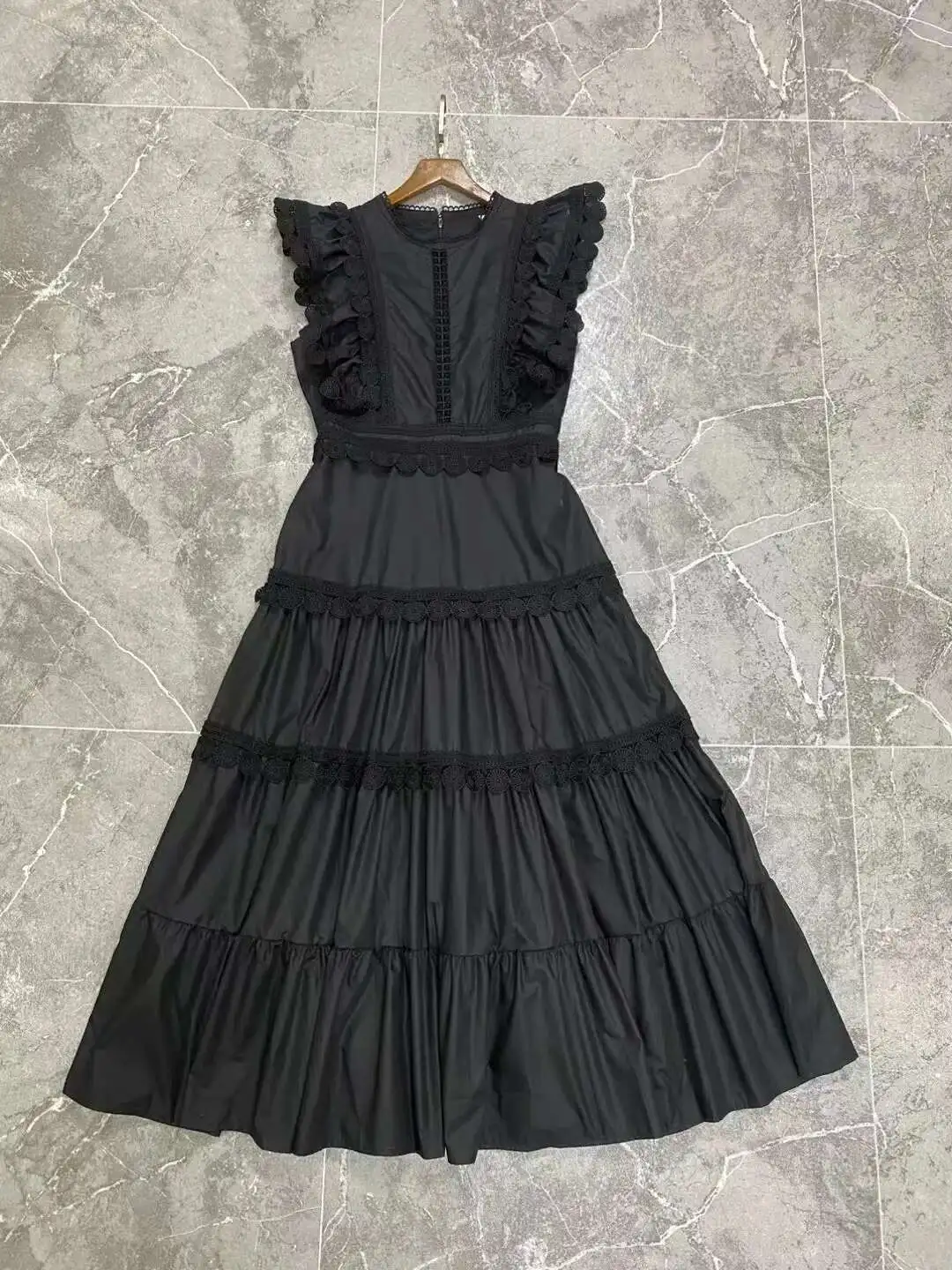 JAMERARY-Vestido largo de diseño de pasarela para mujer, prenda de manga con volantes, color blanco, para fiesta de noche y graduación