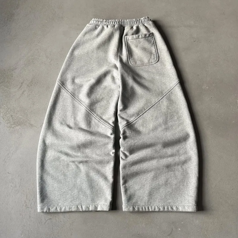 Pantalones de chándal con cordón y patrón bordado de estilo americano para hombres y mujeres, pantalones informales sueltos de pierna ancha de Hip-hop de calle alta para parejas