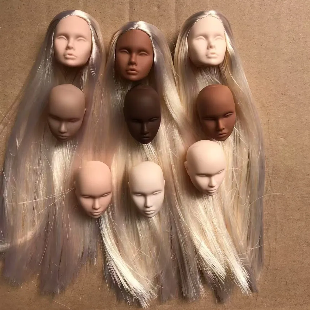 

Blank Face Poppy Parker Doll Heads Long Planting Hair Doll Head Figures Girl Collection Toys