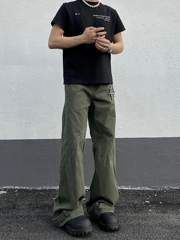 

Американские ретро-джинсы с деконструированным дизайном и вставками, свободные прямые джинсы с широкими штанинами, молодежные повседневные джинсы из хлопкового денима