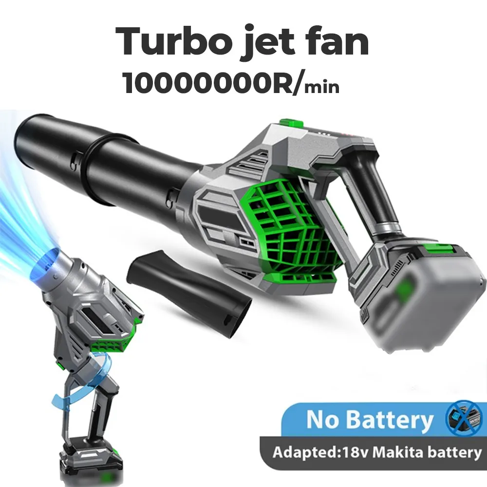 

1000000RPM Wireless Storm Machine Turbo Jet Fan 1600g High Power Wind Leaf Blower Industrial Dust Gun for 18V Makita Battery