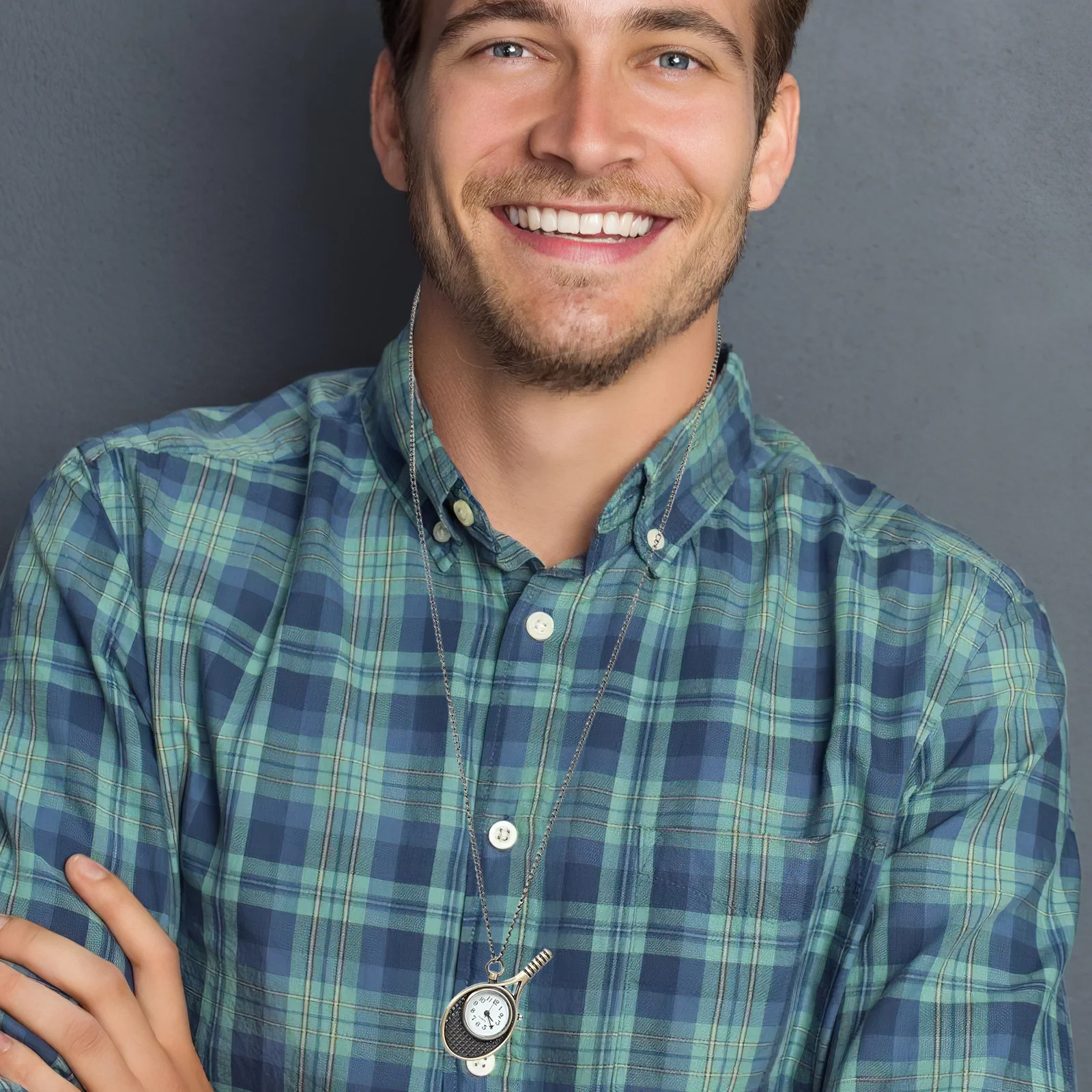 

Vintage Pocket Watch Arabic Numerals Racket Embossed Quartz Movement Durable Glass Alloy Sports Necklace Watch Gift