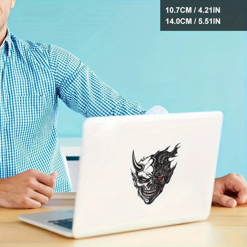 قطعة واحدة من ملصق جمجمة شيطان رائع، مناسب للمحفظة ومحرك USB والتقويم وصندوق الحرف وحقيبة الظهر