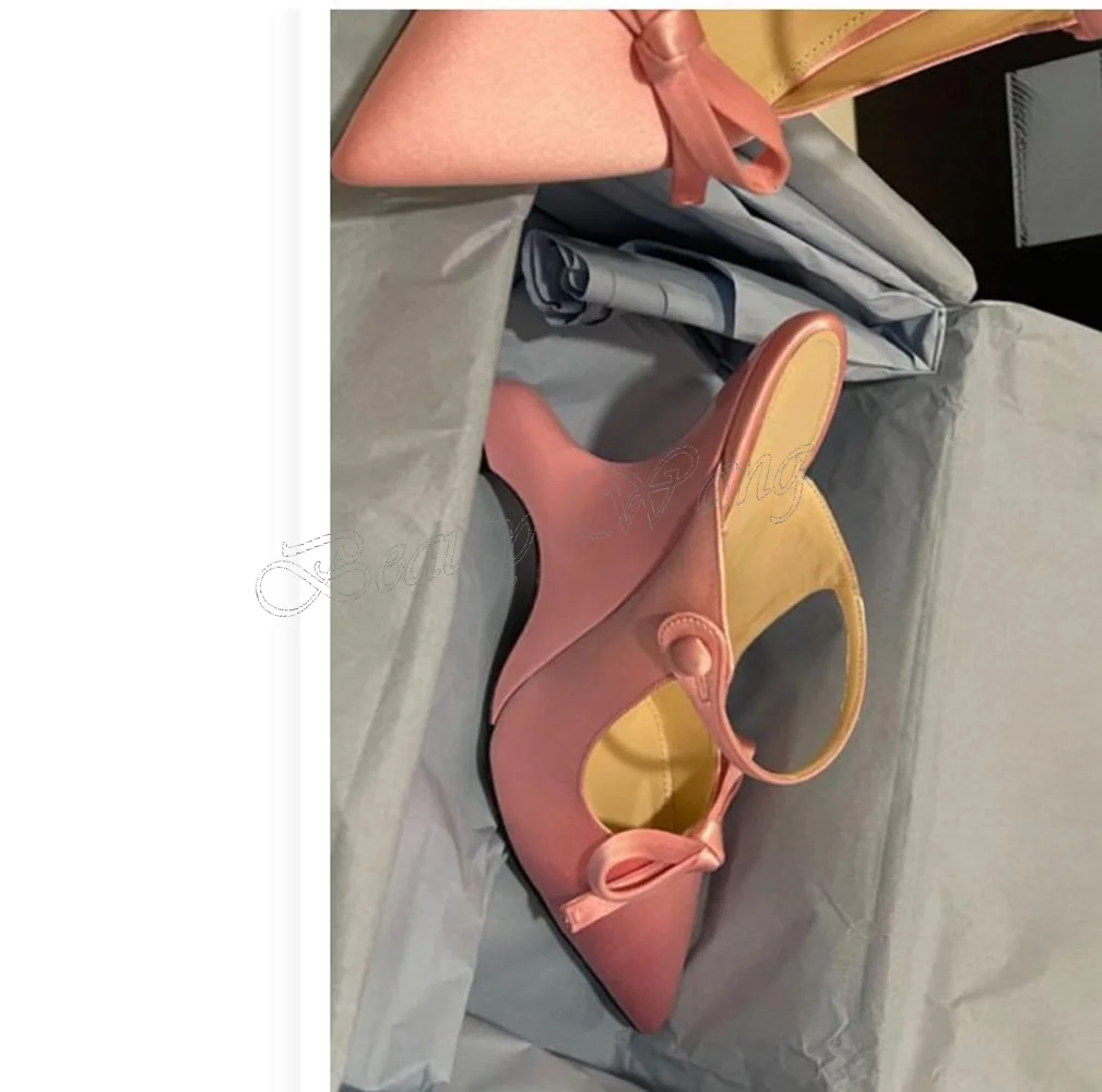 Pink Strange Style Sandals Bow Knot Pointed Toe Shoes Ankle Band Thin High Heel Shoes for Women Shoes 2025 Zapatos Para Mujere
