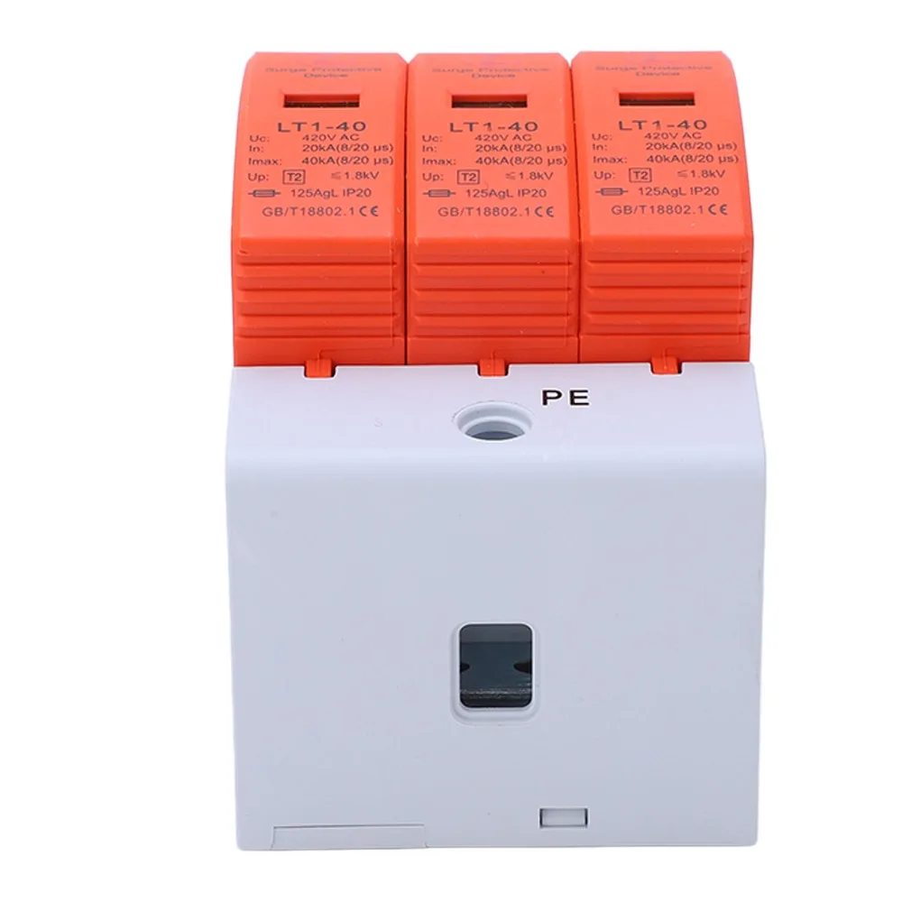 Durable AC420V Protective Device 20-40KA 3P Arrester Protector Voltage Arrester House Protection