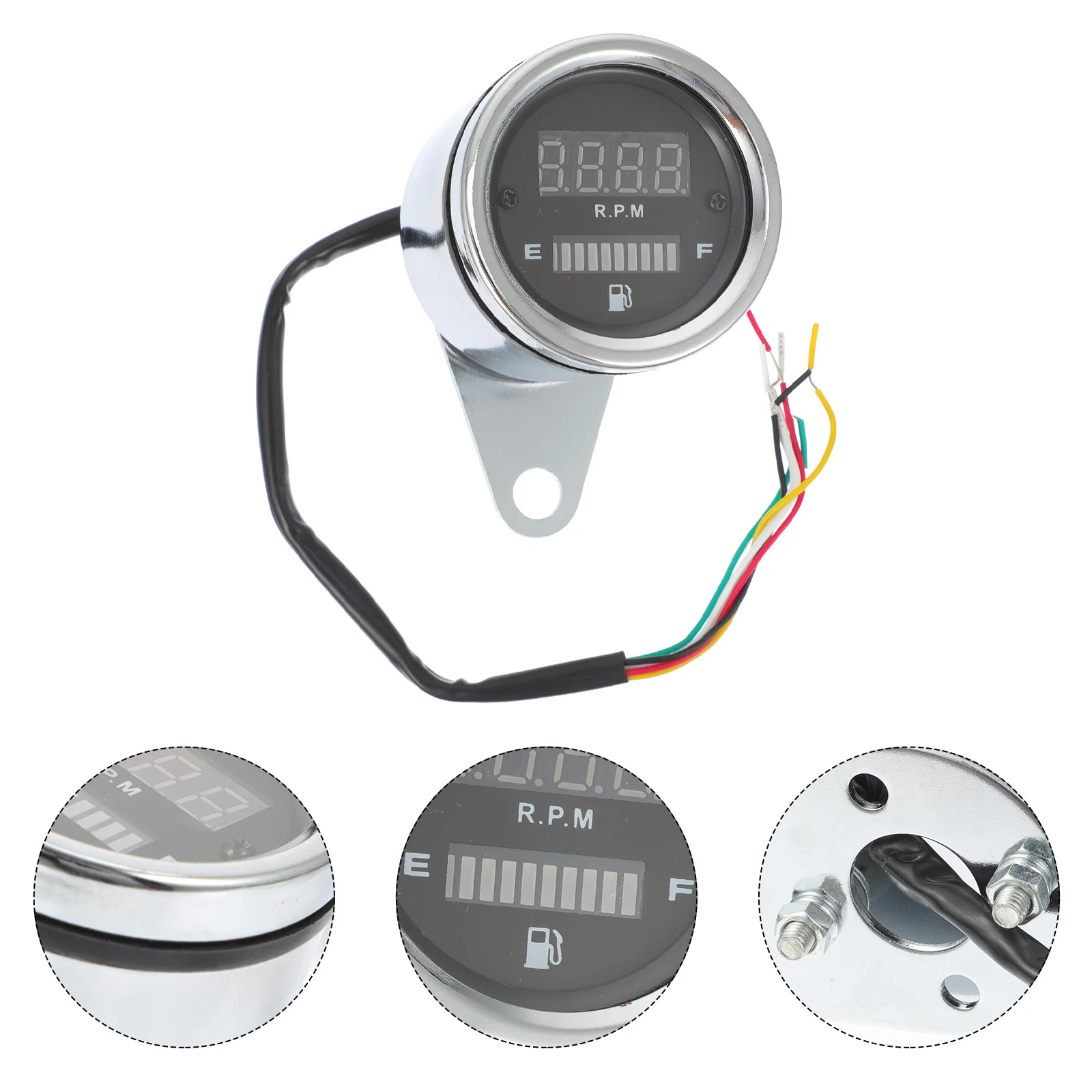 

Universal 12V Led Digital Motorcycle Tachometer Silver Waterproof Gauge Real-Time Data Display For Motorbike Lightweight