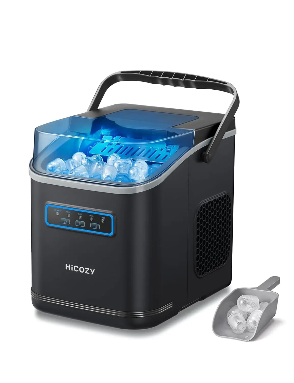 

Clear View Ice Maker Countertop, Self-Cleaning Ice Machine with Ambient Lights, Ice in 6Mins, 26 lbs/Day, 2 Sizes of Bullet
