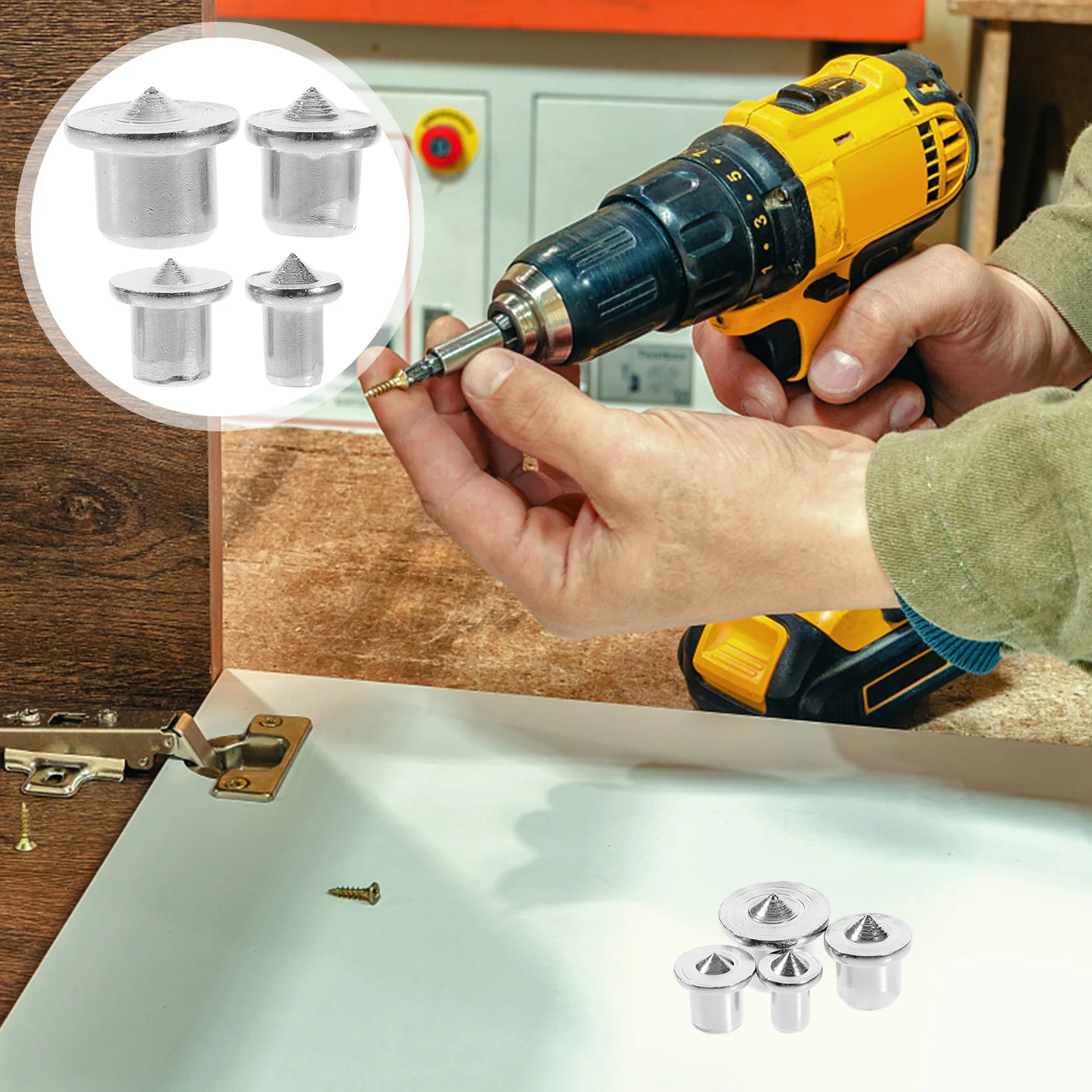 

4Sets Dowel Center Transfer Strong Sturdy Pins for Woodworking DIY 6mm 8mm 10mm 12mm Precision Drill Hole Locator Woodworking