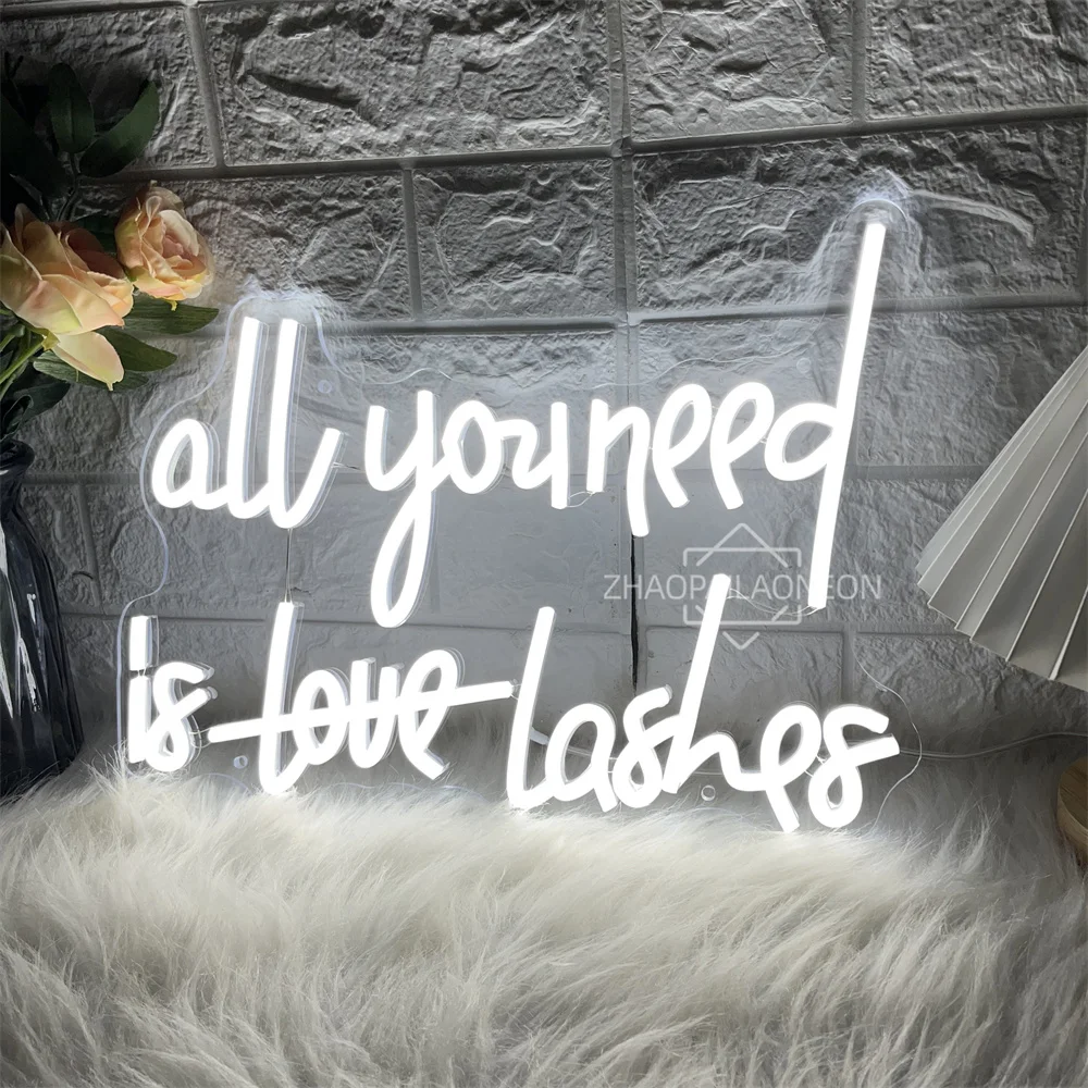 All You Need Is Love Lashes Custom Business Neon Sign LED Room Wall Decor Neon Light Beauty Salon Personalized Slogan Signboard