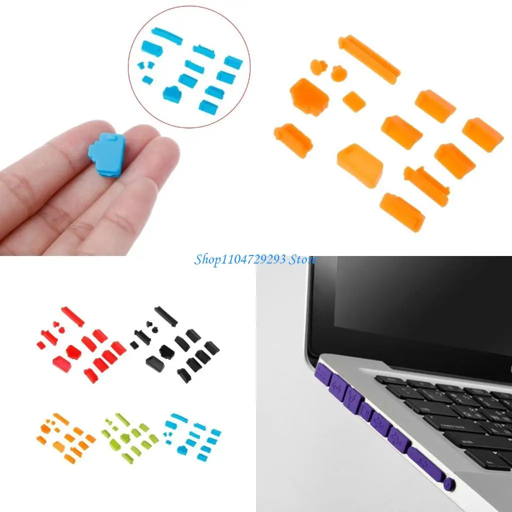 

Y2GD 13PCS Silicone Laptop Anti Dust Plug Cover Colorful Soft Charging Ports Stopper For Macbook Notebook Universal