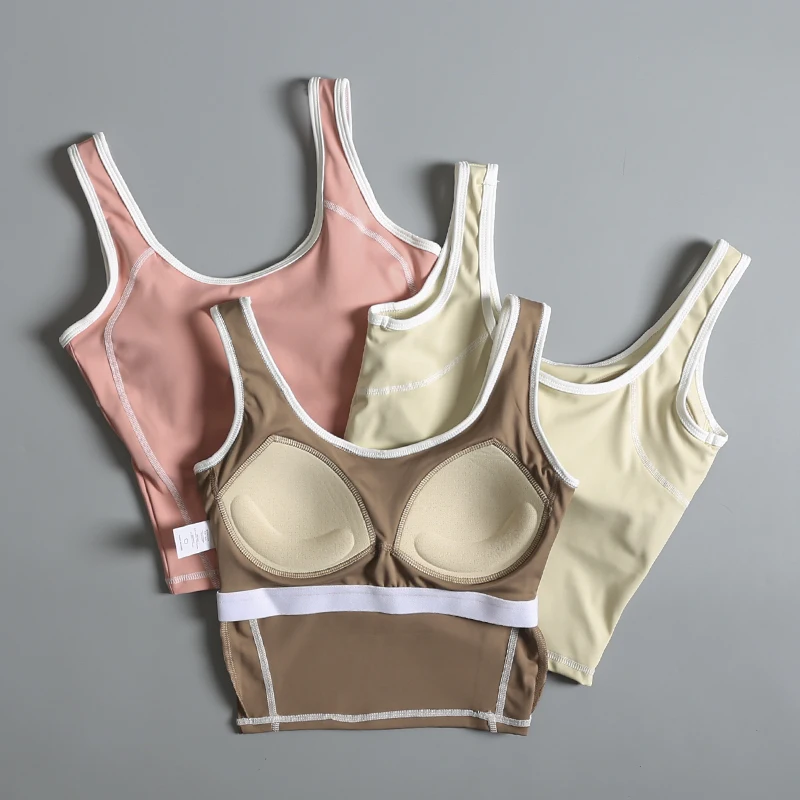 High-Impact Sports Bra Women's Summer Fitness Yoga Top Breathable Shockproof U-Back Design with Chest Pad No-Wire Support