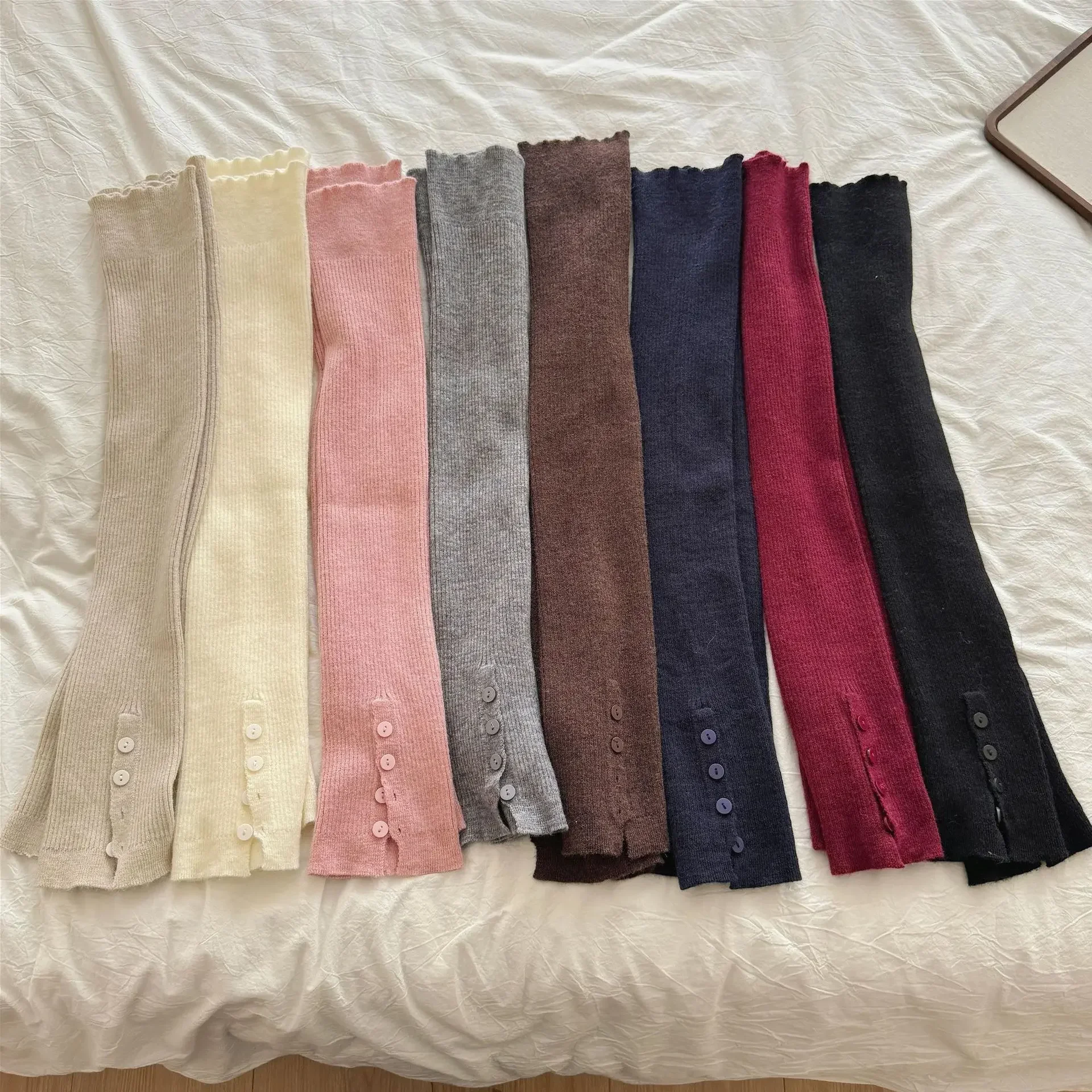 

Retro Leg Warmers Warm Kniited Foot Covers Y2k Girls Solid Color Long Socks Stockings Women JK Leg Warmers Autumn and Winter New