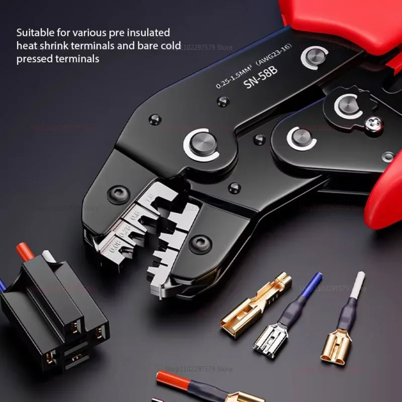Open Barrel Crimping Tool SN-58B for 23-16 AWG 0.25-1.5mm² Pins EPC PCIe SATA Connectors Ideal for Electrical Wiring Crimping