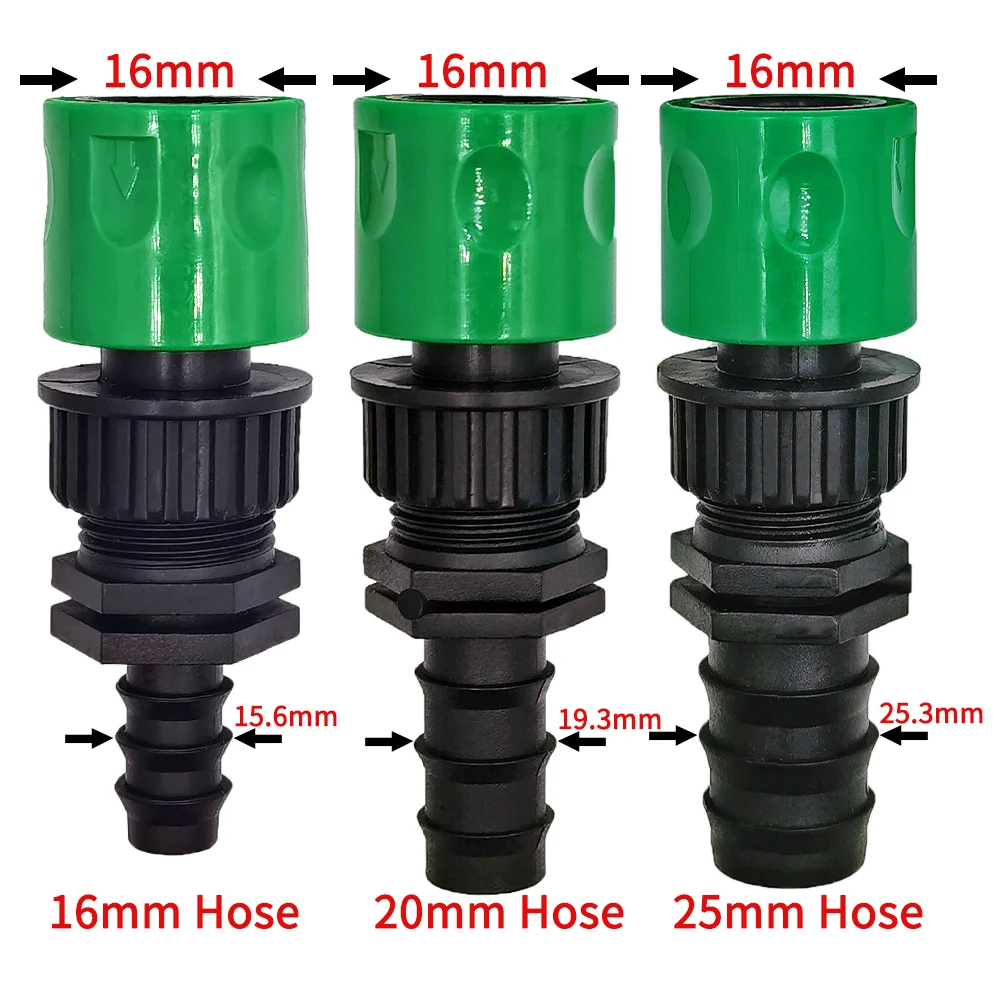 WUJIE 3/4'' Quick Connector Nipple EURO Barb Threaded Adapter for 16mm 20mm PE Hose Pipe Garden Drip Irrigation Watering System
