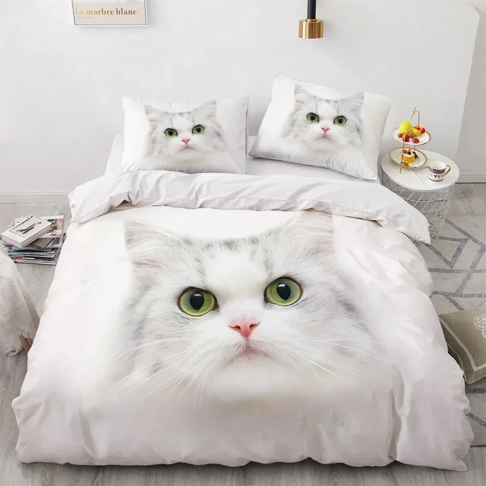 3D Printed Cute Kitten Pet Cat Bedding Set Boys Girls Twin Queen Size Duvet Cover Pillowcase Bed Kids Adult Home Textileextile