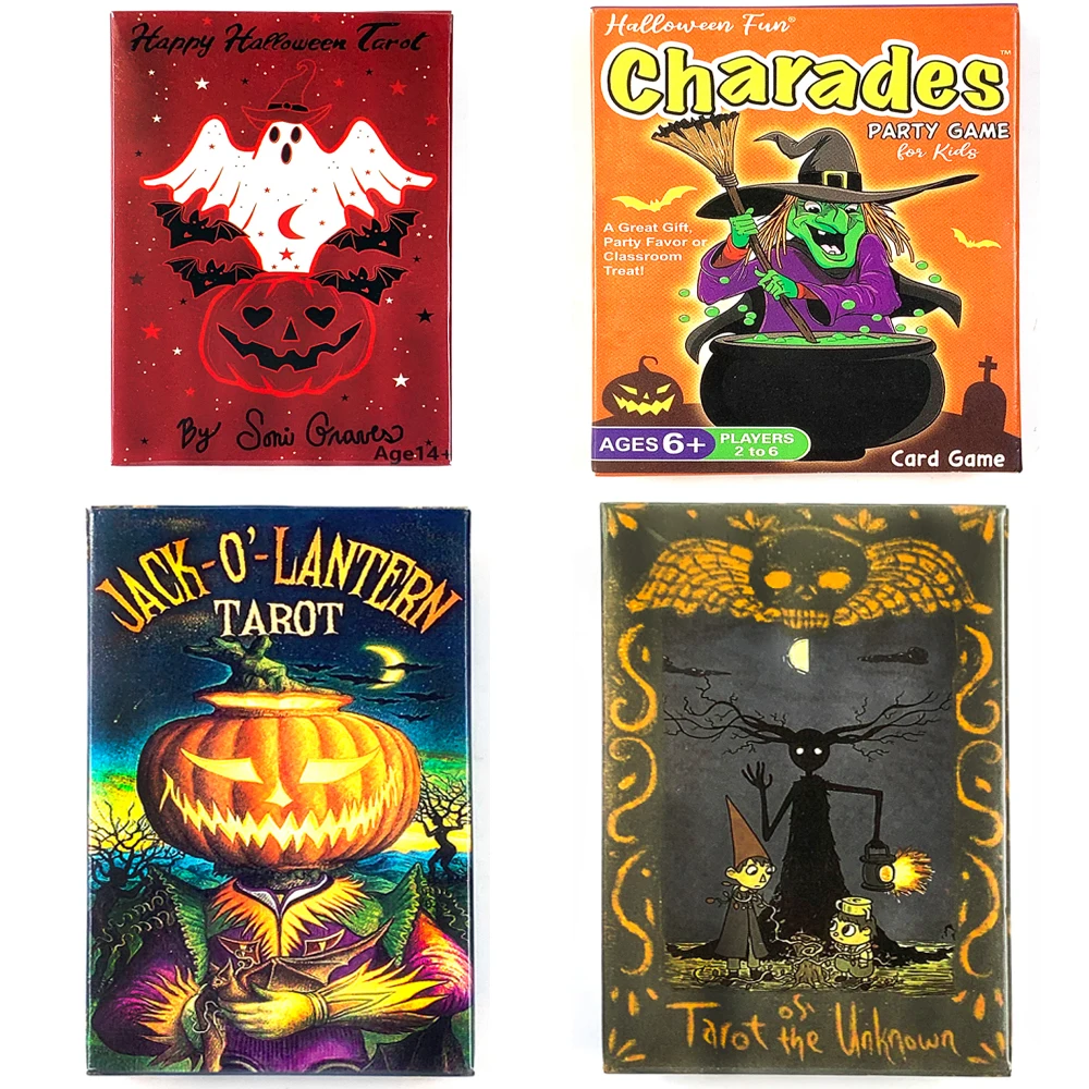 

Jack-O'-Lantern Tarot Cards A 78 Cards Deck Classic Predictive Divination Borad Games ,Halloween Party Cards Game Halloween Gift