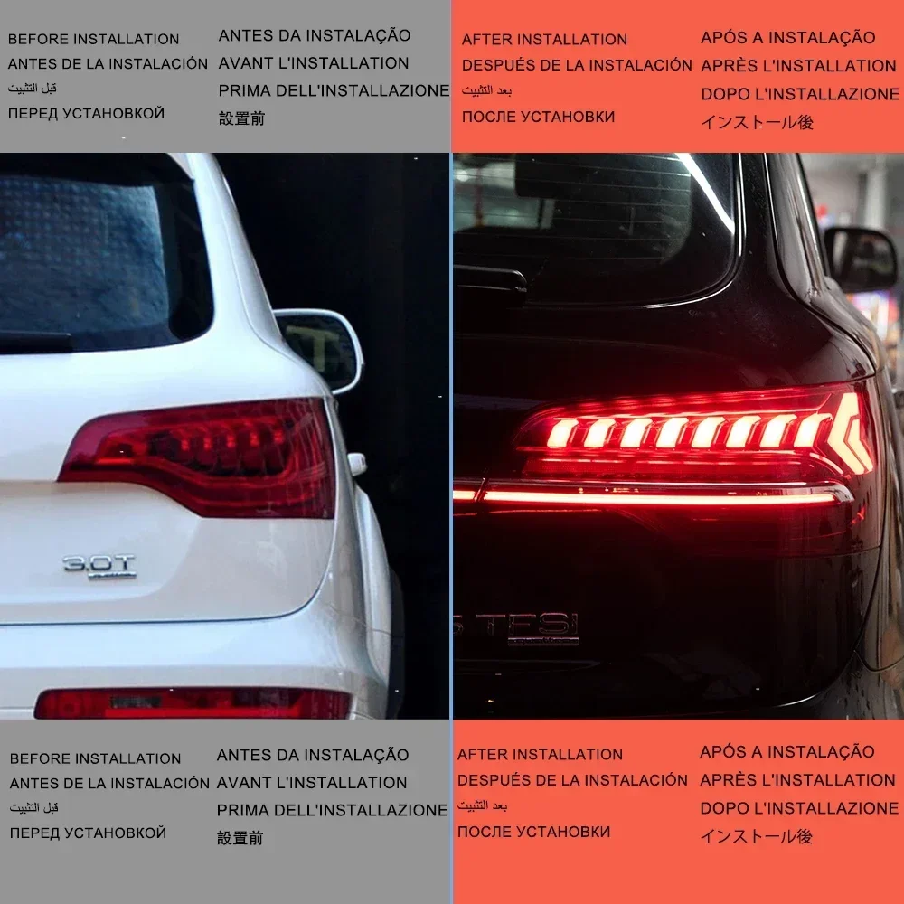 For Audi Q7 2006-2015 Car Taillight Upgrade 2023 LED Auto Back Lamps Assembly Through Back Light Dynamic Flowing Rear Tail Lamp