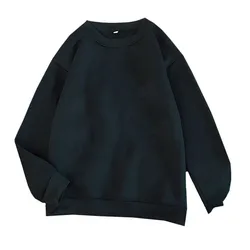 Autumn Winter Y2k Clothes Fleece-line Tops O Neck Sweatshirt Men And Women Long Sleeve Black Pullover Campus Style Loose Couple