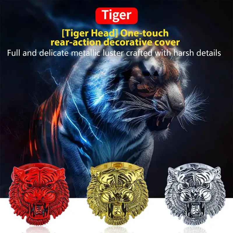 Push To Start Button Cover Alloy Tiger Head Push Start Button Decal Adhesive Auto Interior Accessories For Prevents Scratches