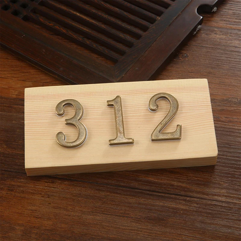 1PC Bronze Color Door Number With Backing Adhesive House Number Apartment Door Number For Outdoor Hotel Home Mailbox Label