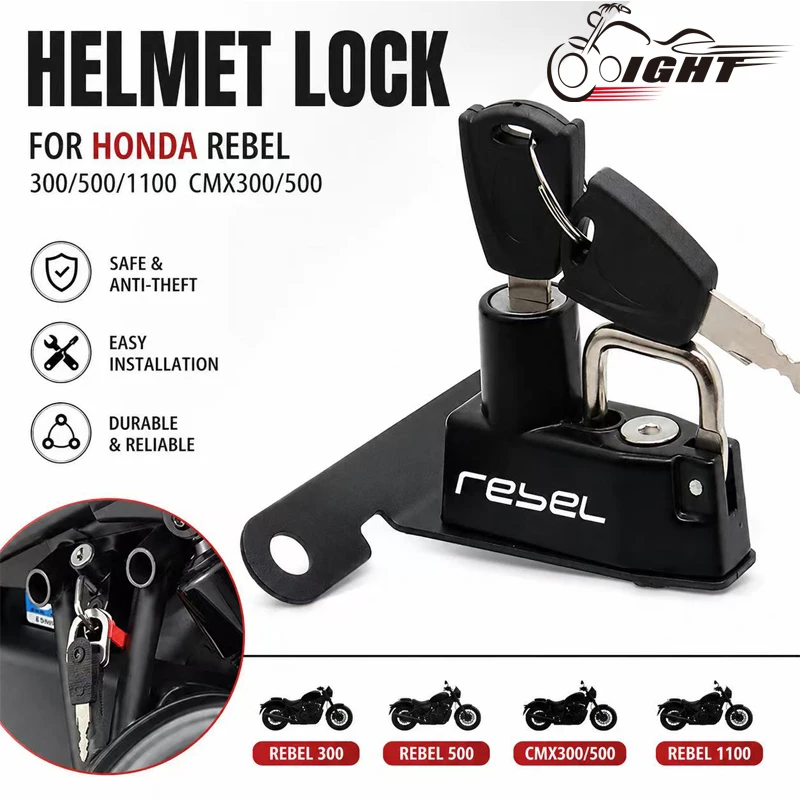 helmet anti-theft lock For Honda Rebel 500 300 CMX500 CMX300 2017-2023 2022 2021 Motorbike Anti-theft Helmet Lock Security