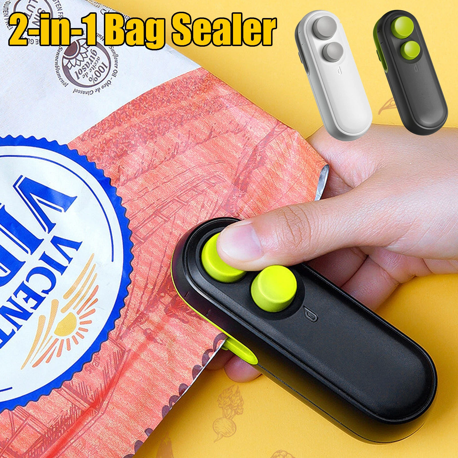 

2 in 1Mini Chip Bag Sealing Machine Bagging Heat Sealer Handheld Vacuum Sealer Food Storage Plastic Sealer Clip With Magnet Seal