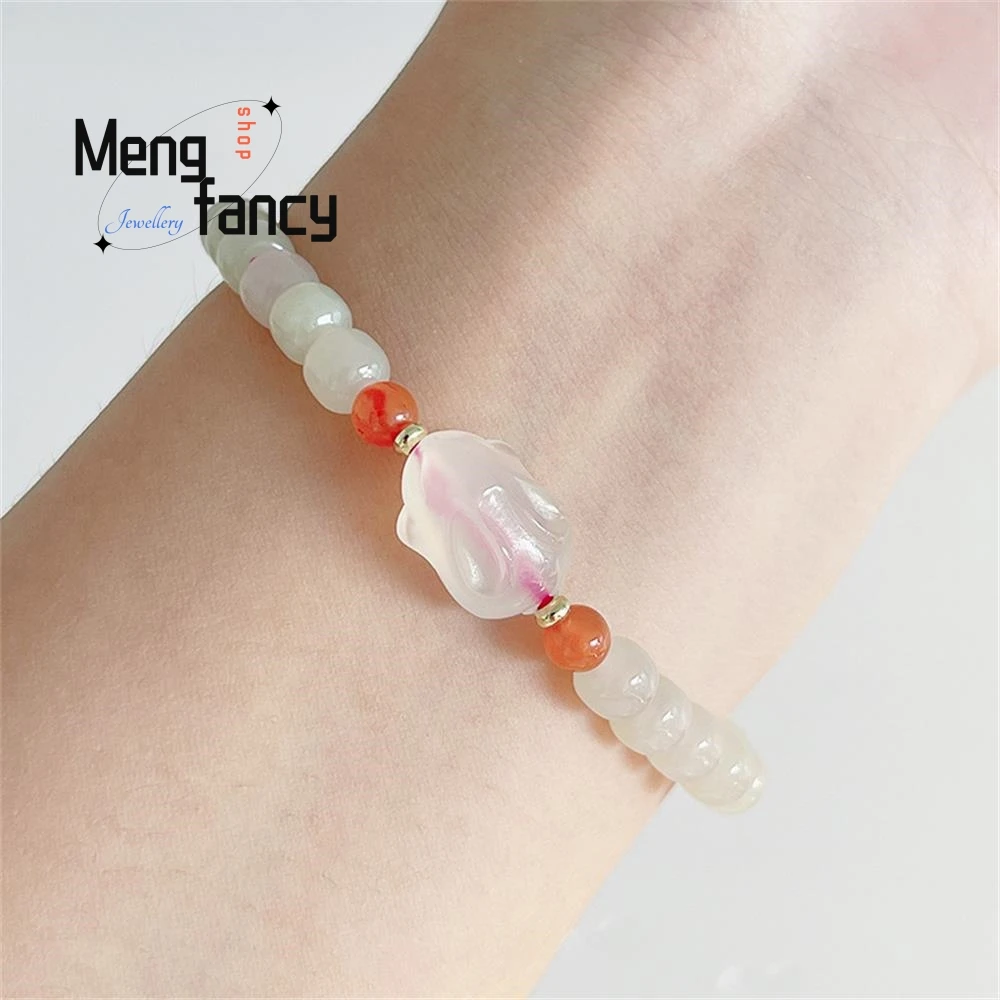 Natural New Hetian Jade Lovely Rabbit Bracelet Simple Exquisite High-grade Elegant Fashion Jewelry Sexy Young Girls Holiday Gift