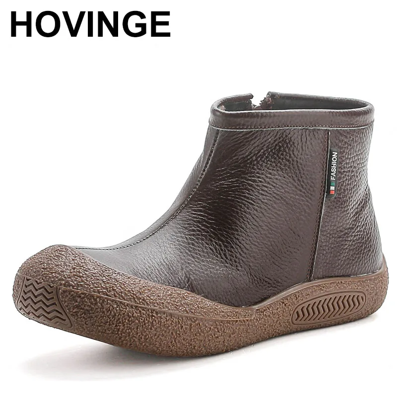 

Retro Style Genuine Leather Shoes Woman Ankle Boots New Autumn Side Zipper Soft Soled Flat Temperament Trend Boots