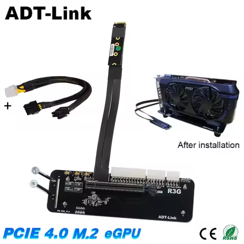 ADT-Link M.2 NVMe Edge to PCIe x16 Connector PCI-e x16 to M.2 NVMe eGPU Adapter R43SG 4.0 eGPU for NUC / ITX / STX / Notebook PC