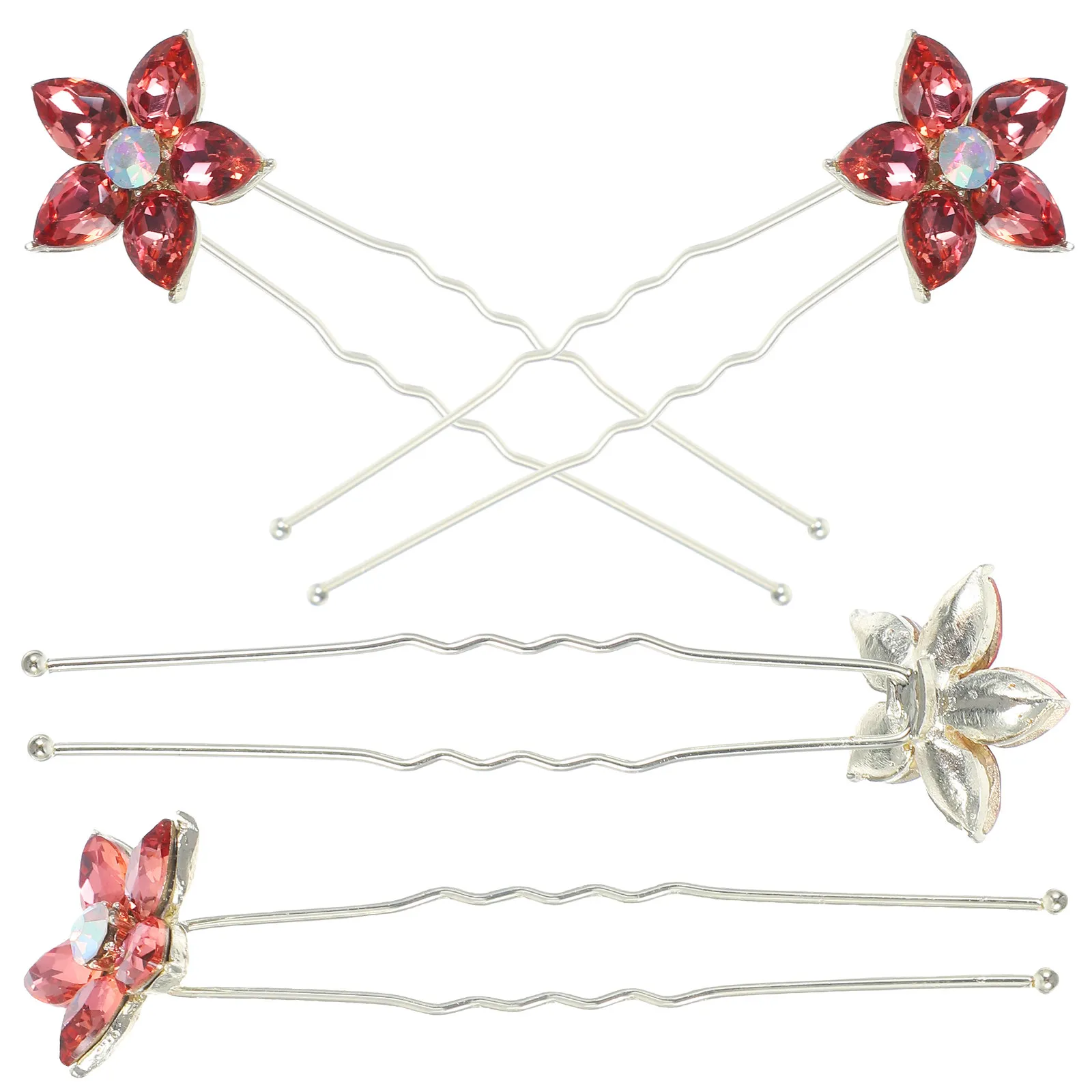

4Pcs Rhinestone Hair Forks U Shaped Clips Wedding Bridal Accessories Versatile for Special Occasions Hair Sticks