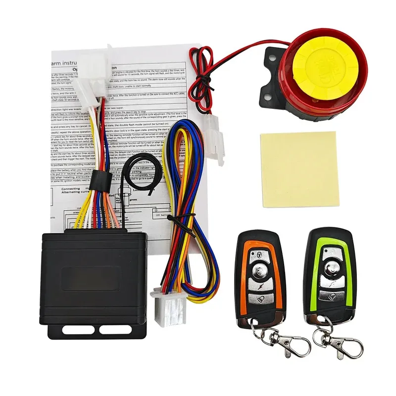

Motorcycle Alarm System 1-Way Anti Theft Kit Car Security DC 12V 125dB Built in Vibration Sensor