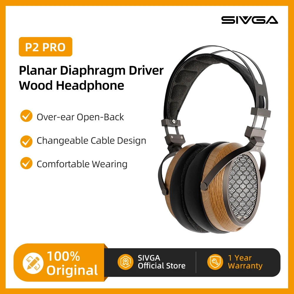 SIVGA P2 PRO Planar Diaphragm Driver Wooden Headphone High-fidelity Audio Over-ear Open-back 4.4mm Balanced Wired Headset