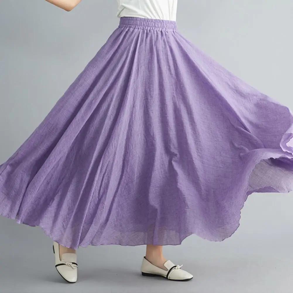 Fashion Cotton Linen Clothes Women Skirts Maxi Elegant Beach Ropa Mujer Casual Vestido Boho Long Skirt Harajuku