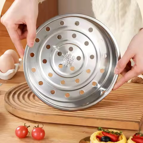 304 Stainless Steel Drain Basket Food Steamer Basket Anti-scald Steamer Handle Steaming Grid Rice Pressure Cooker Cooking Tool