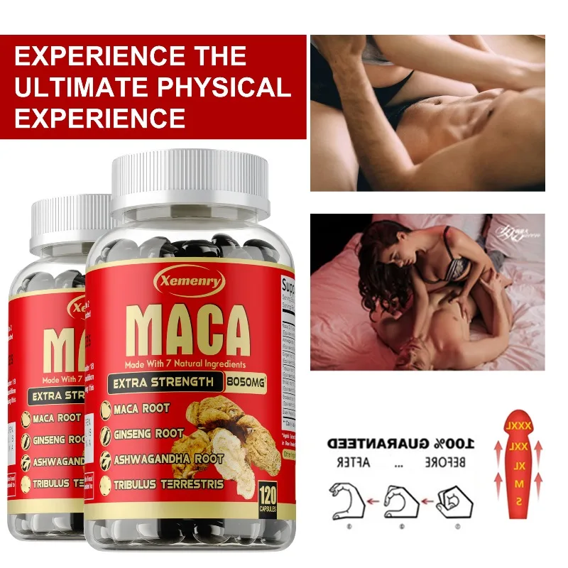 

Maca Root Capsules - with Ginseng & Ashwagandha, Enlargement, Energy, Endurance Muscle Mass Improve, Balance Hormones