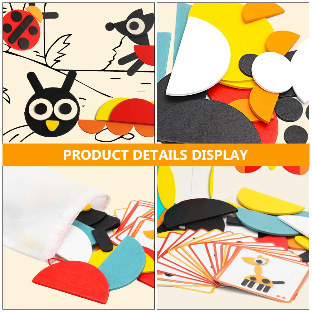 

1Set Kids Geometric Tangram Educational Puzzle 29 Colorful Wooden Pattern Blocks for Preschool Shape Recognition and Sorting