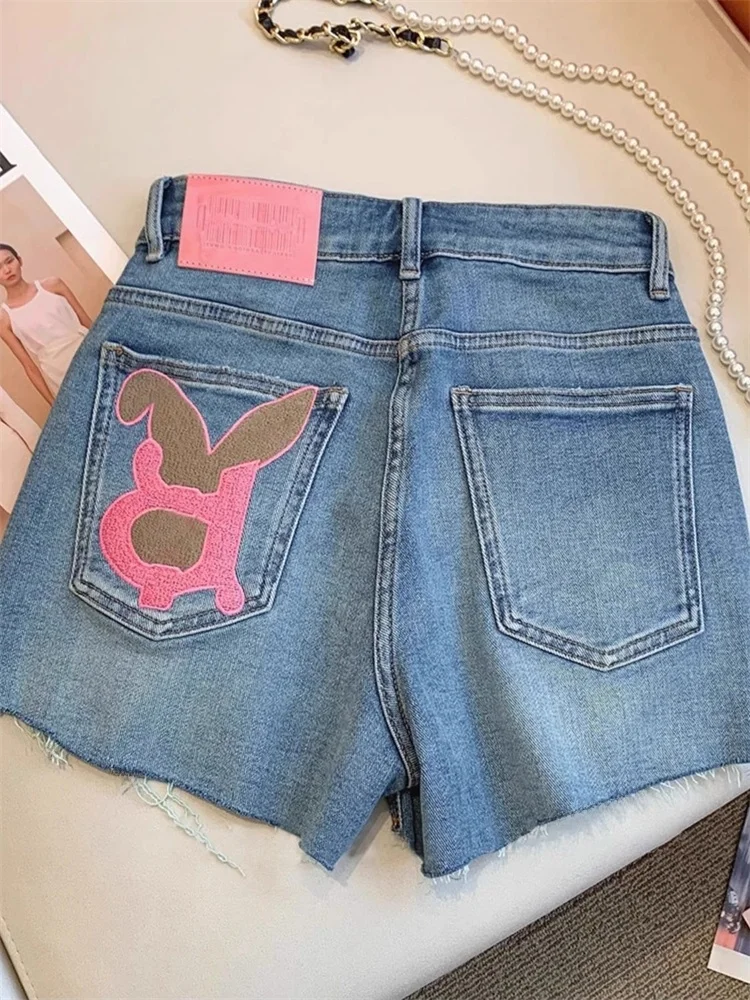Summer Casual High Street  Jeans orts Women's Faionable Youthful Slimming Contrast Color Denim Skirts