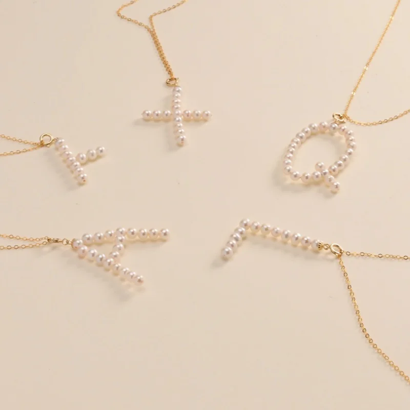 

New Fine Jewelry 18K yellow gold necklace pendant au750 letter pearl send silver chain wendding party gift for women XXK2152