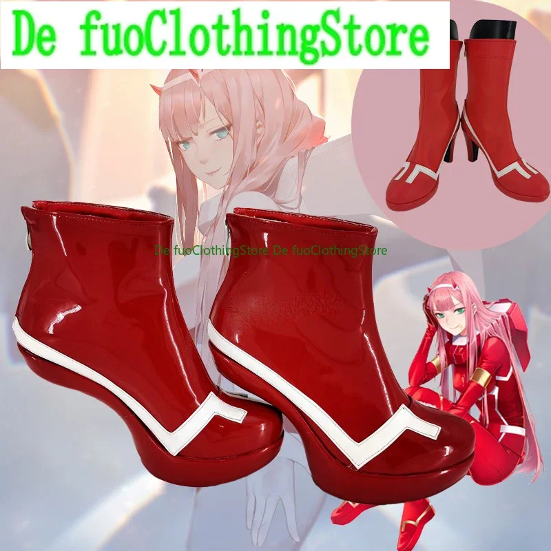 Halloween 002 Darling In The Franxx Zero Two Code Red High Heel Cosplay Shoes Boots Adult Party Cosplay Costume Accessories