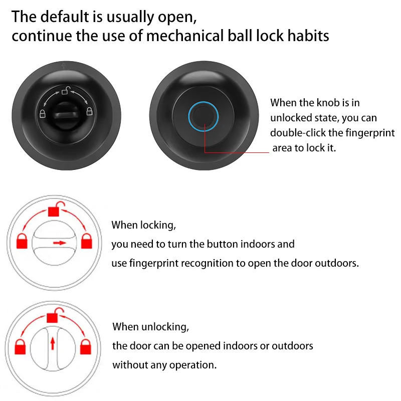 Tuya App Fingerprint Smart Lock with Bluetooth Digital Door Lock Keyless Entry Home House Apartment