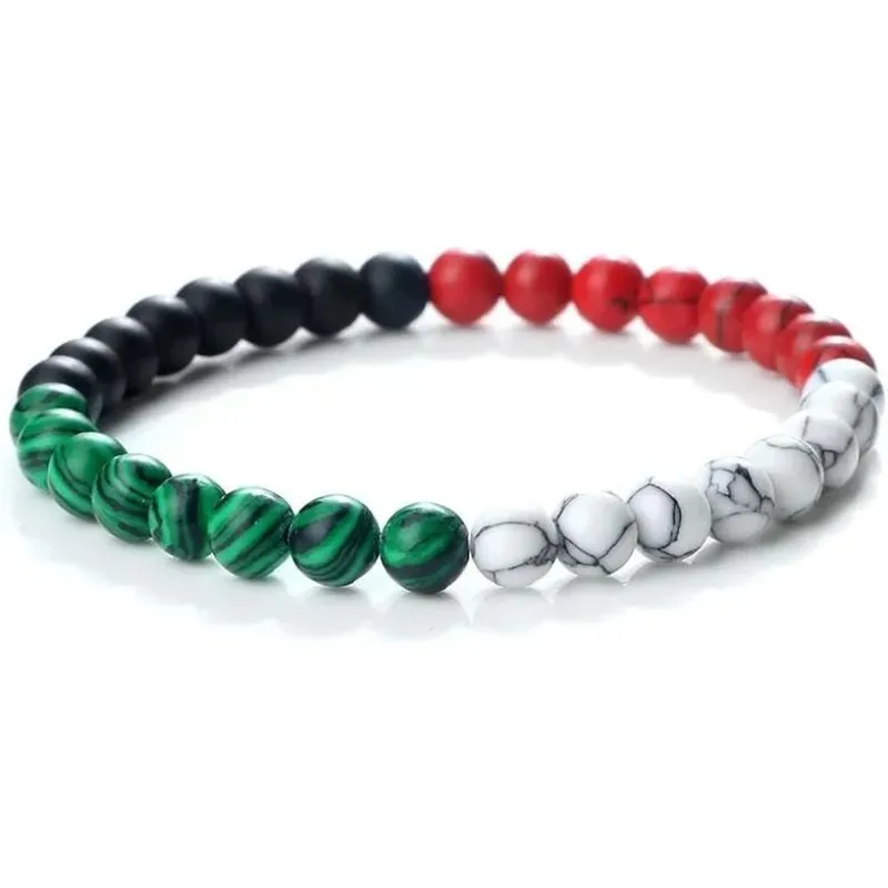 Joia de pulso islâmica palestina dos Emirados Árabes Unidos, presente para pulseiras do país, pulseira de pedra malaquita natural, oração