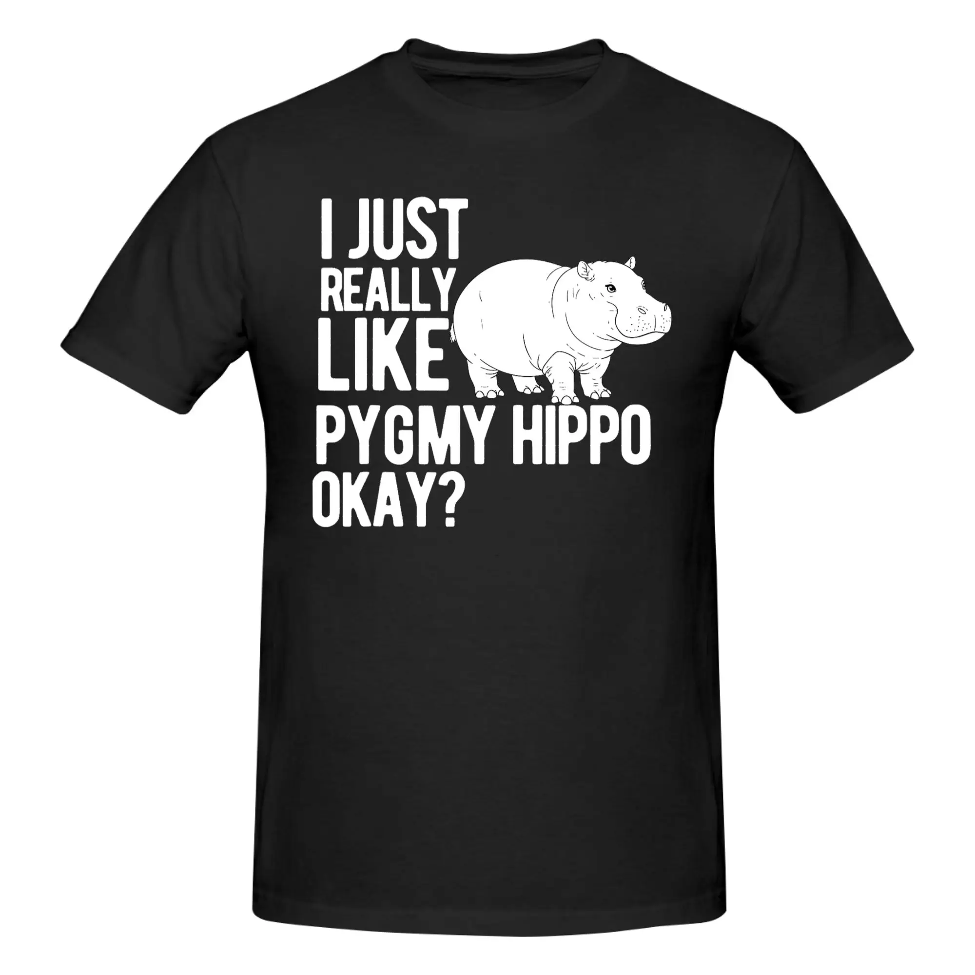 1 Piece Pygmy Hippo Novelty Graphic 100% Cotton T-Shirt I Just Really Like Tops Tees For Men
