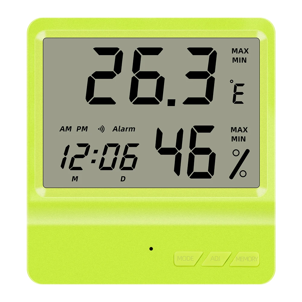Multi-Function Indoor Temperature Humidity Meter Lcd Screen Clock Household Thermometer Hygrometer Wall Mounted & Desktop