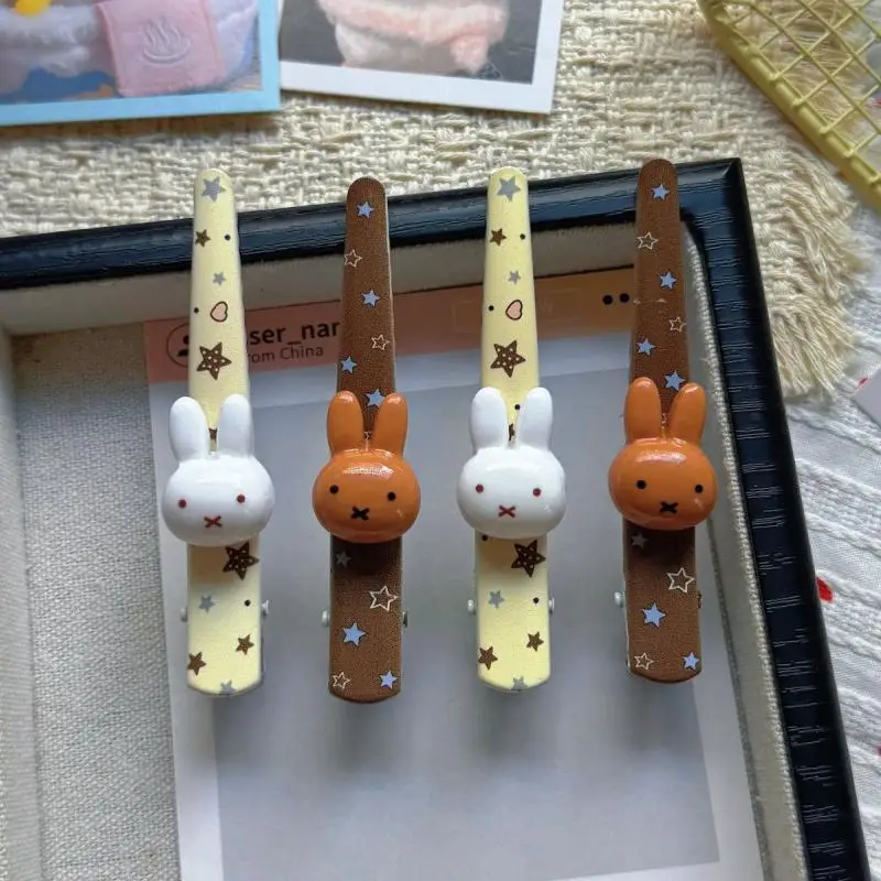 Cute Miffy Hair Clip Cartoon Star Print Duckbill Clip Student Japanese Style Kawaii Hair Accessory Anime Peripherals Friend Gift