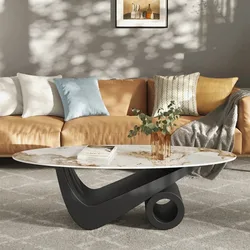 Italian Slate Coffee Tables Round Luxury Minimalism Living Room Coffee Tables Modern Simplicity Muebles Nordic Furniture QF50CT