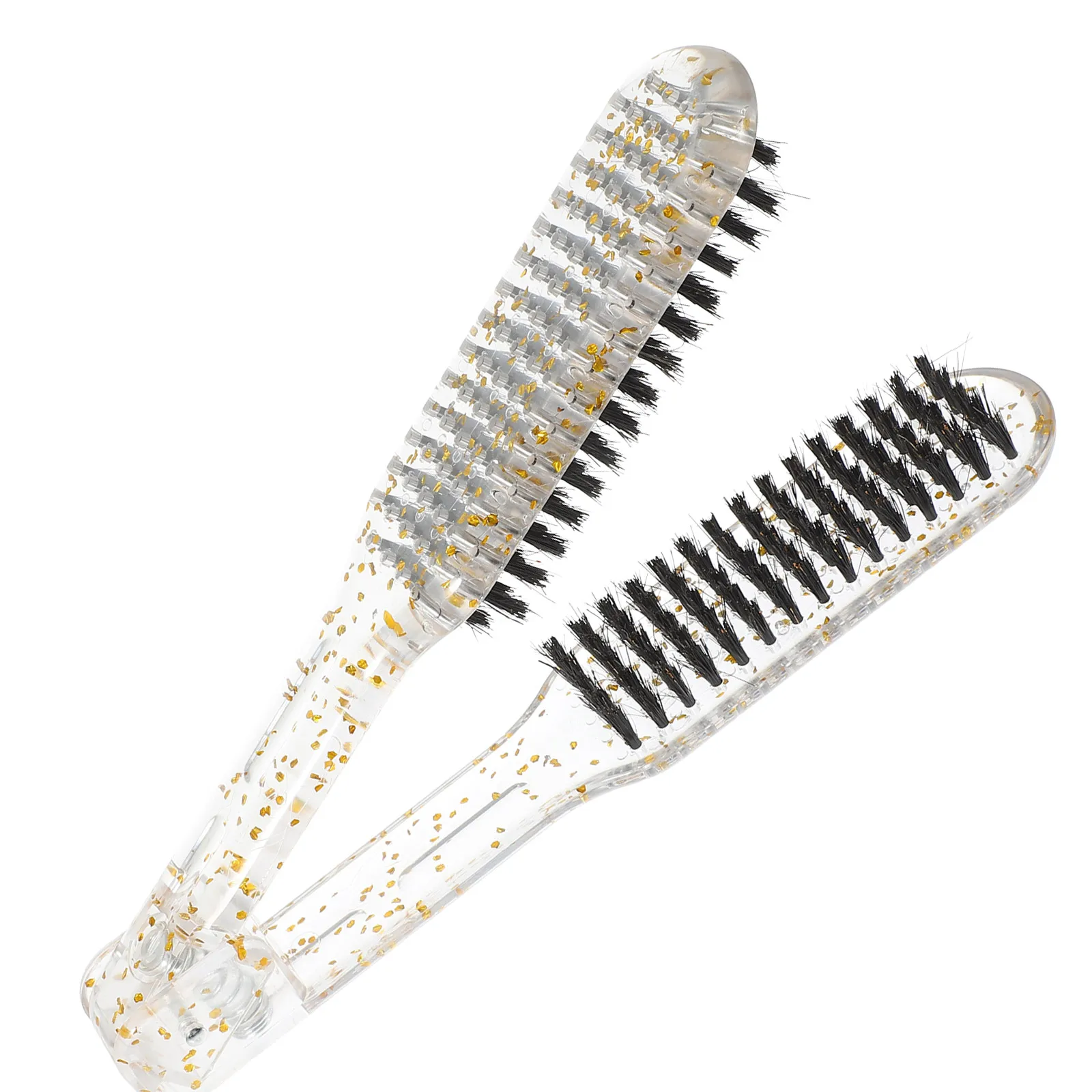 

Transparent Hair Straightening Comb V-shaped Double-sided Home Use Plastic Durable Practical Straightener
