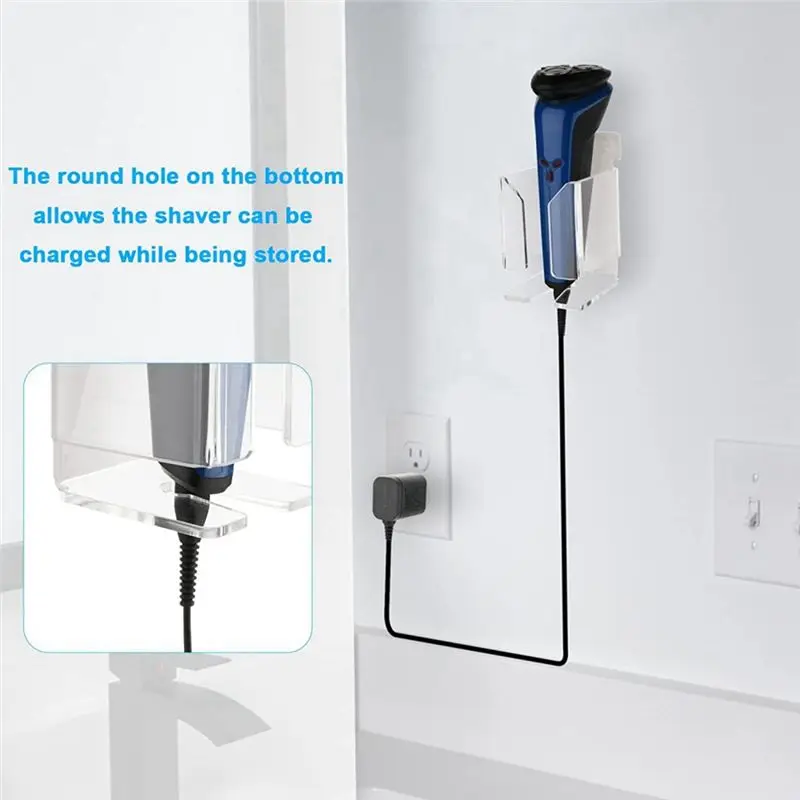 CMHI-Acrylic Shaver Holder Razor Hanger Shaver Organizer Men Bathroom Shower Razor Storage B